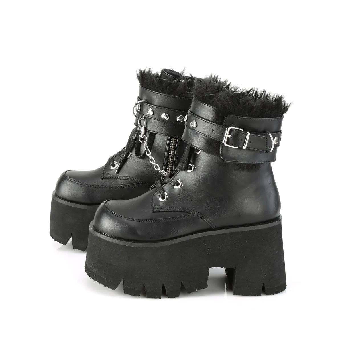 ASHES-57 Demoniacult Alternative Footwear Black Women's Chunky Platform Ankle Boots