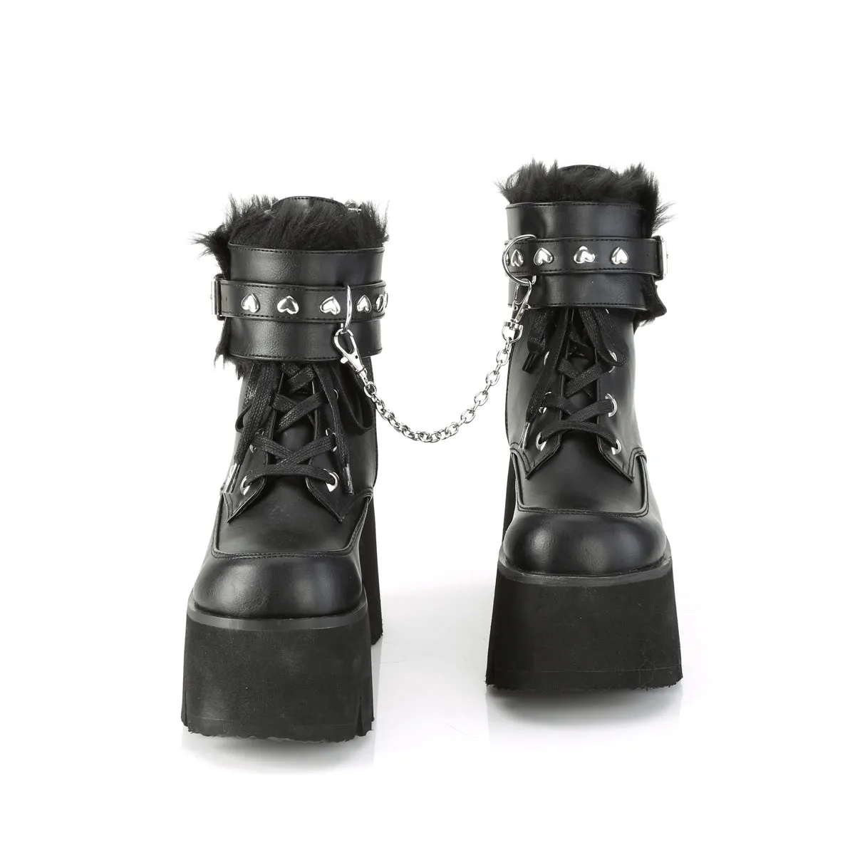 ASHES-57 Demoniacult Alternative Footwear Black Women's Chunky Platform Ankle Boots