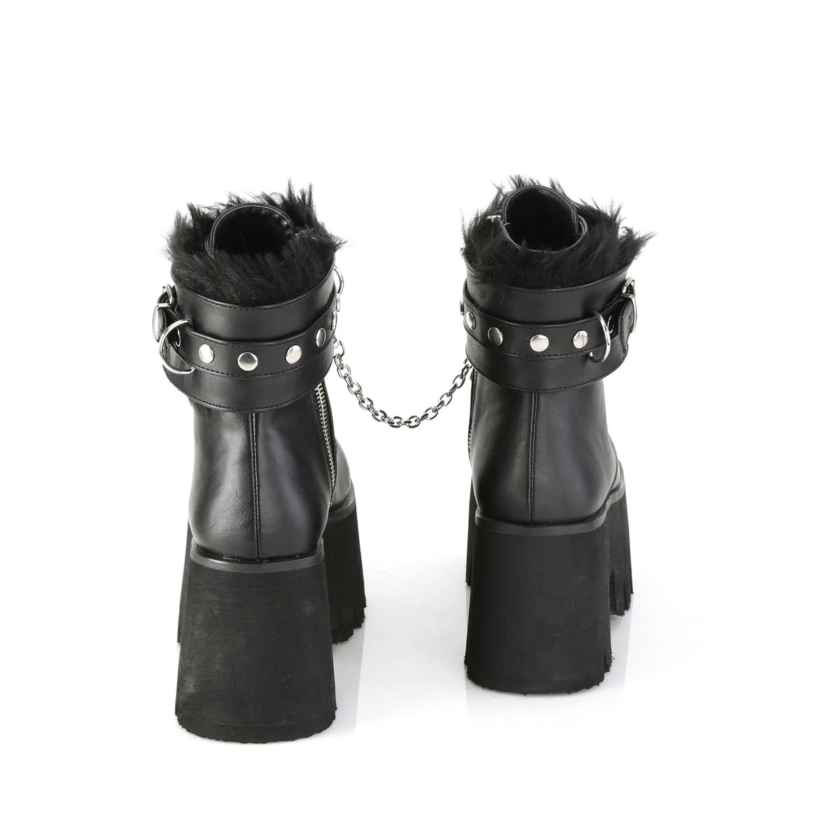 ASHES-57 Demoniacult Alternative Footwear Black Women's Chunky Platform Ankle Boots