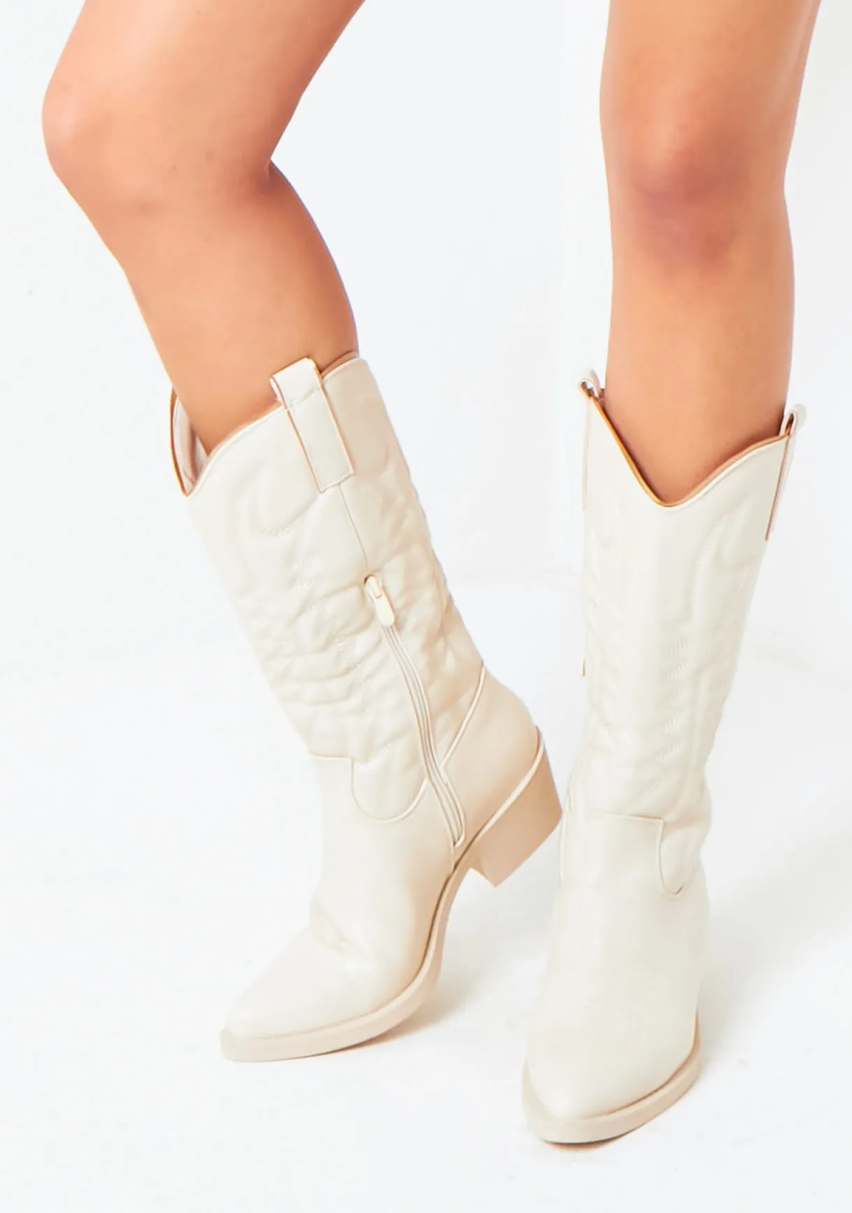 Bethanie Beige Cowboy Boots