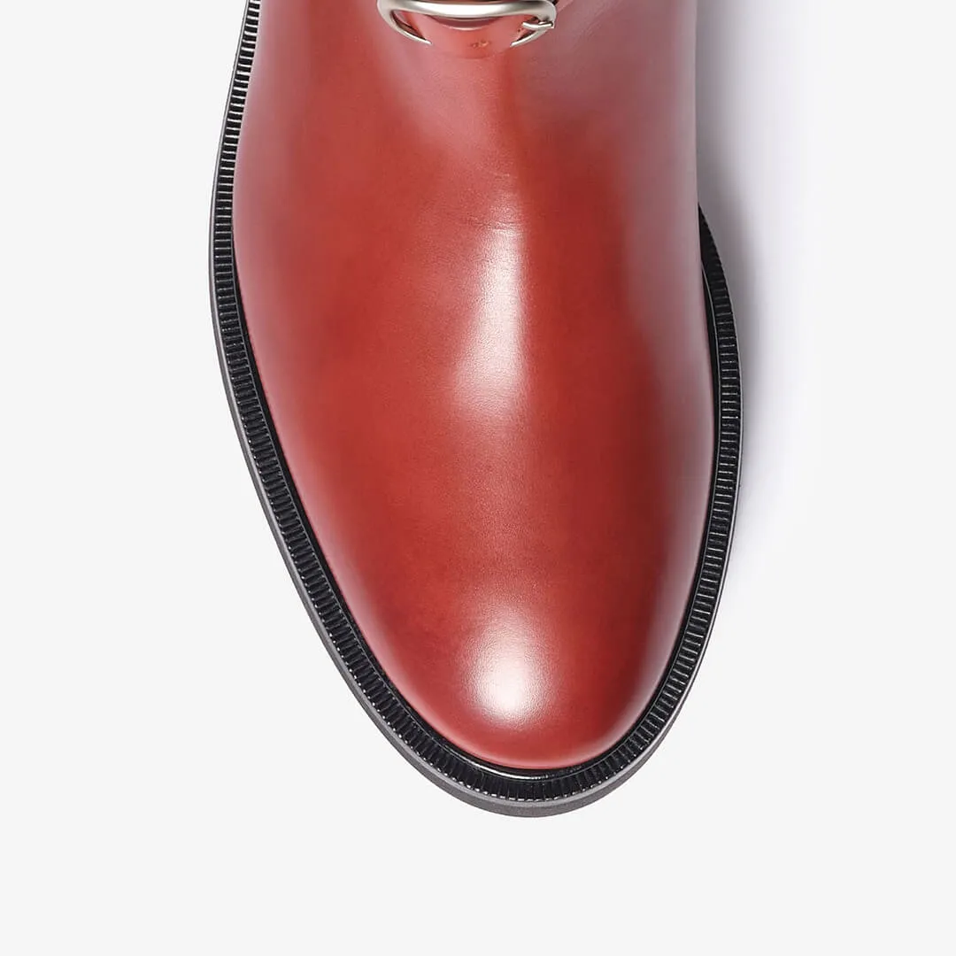 Brick red women's leather vegetable tanning riding boot