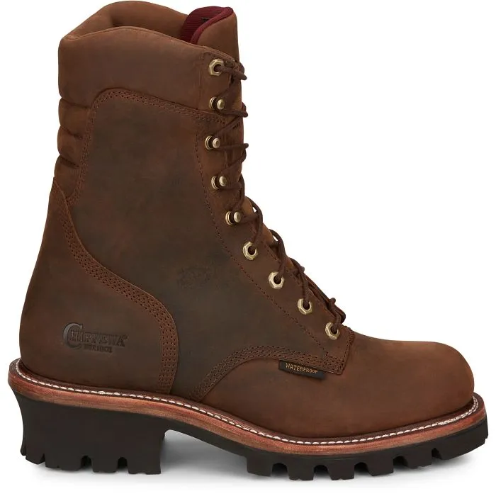 Chippewa Men's Super Dna 9" Plain Toe WP Lace Up Work Boot -Brown- 59408