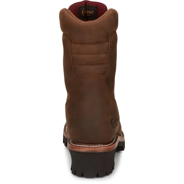 Chippewa Men's Super Dna 9" Plain Toe WP Lace Up Work Boot -Brown- 59408