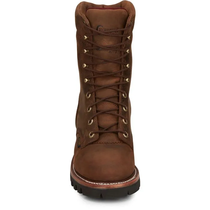 Chippewa Men's Super Dna 9" Plain Toe WP Lace Up Work Boot -Brown- 59408