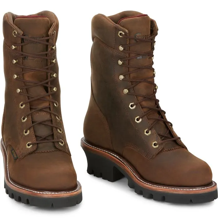 Chippewa Men's Super Dna 9" Plain Toe WP Lace Up Work Boot -Brown- 59408