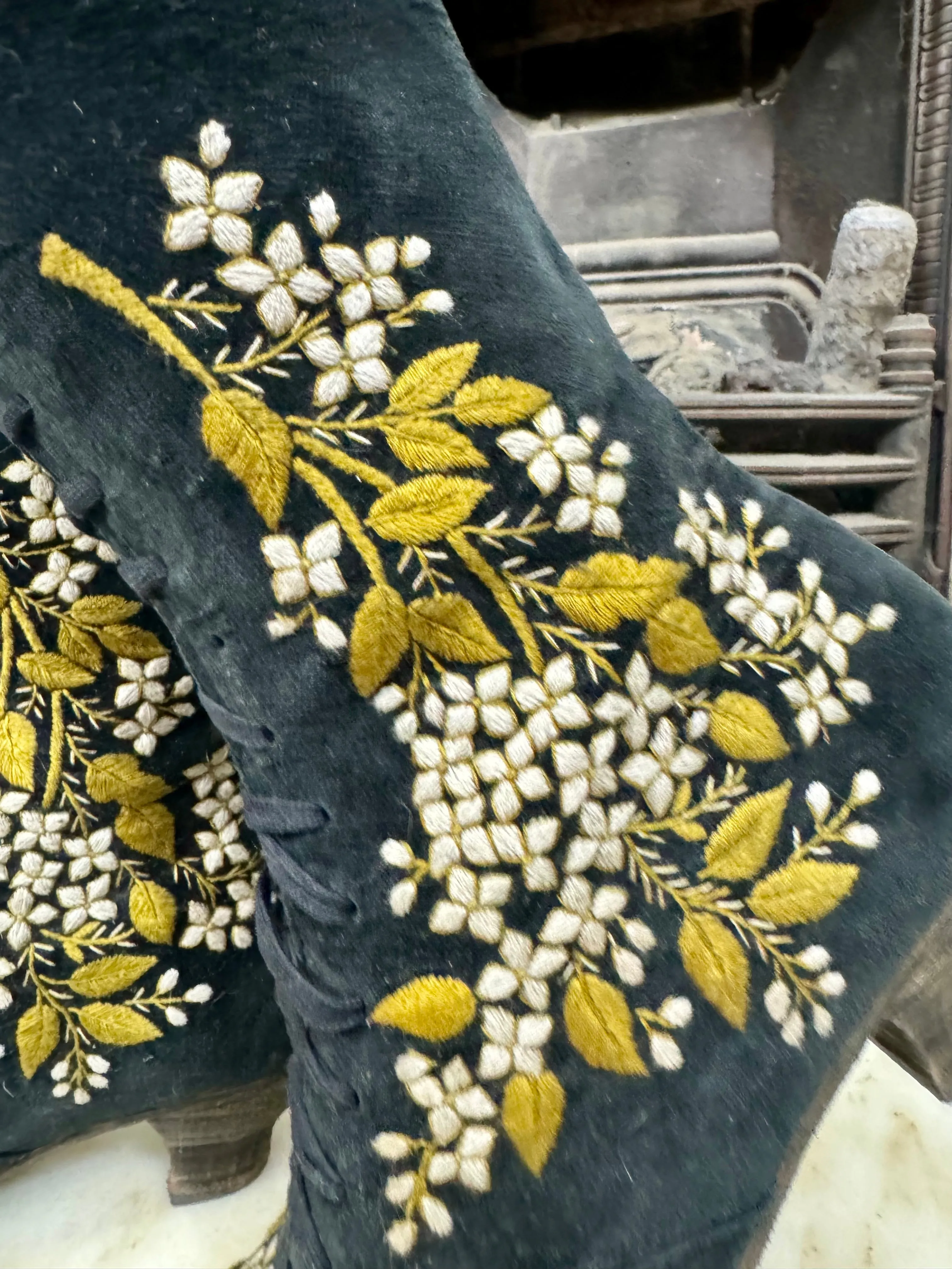 Christian, 80s embroidered floral suede boots