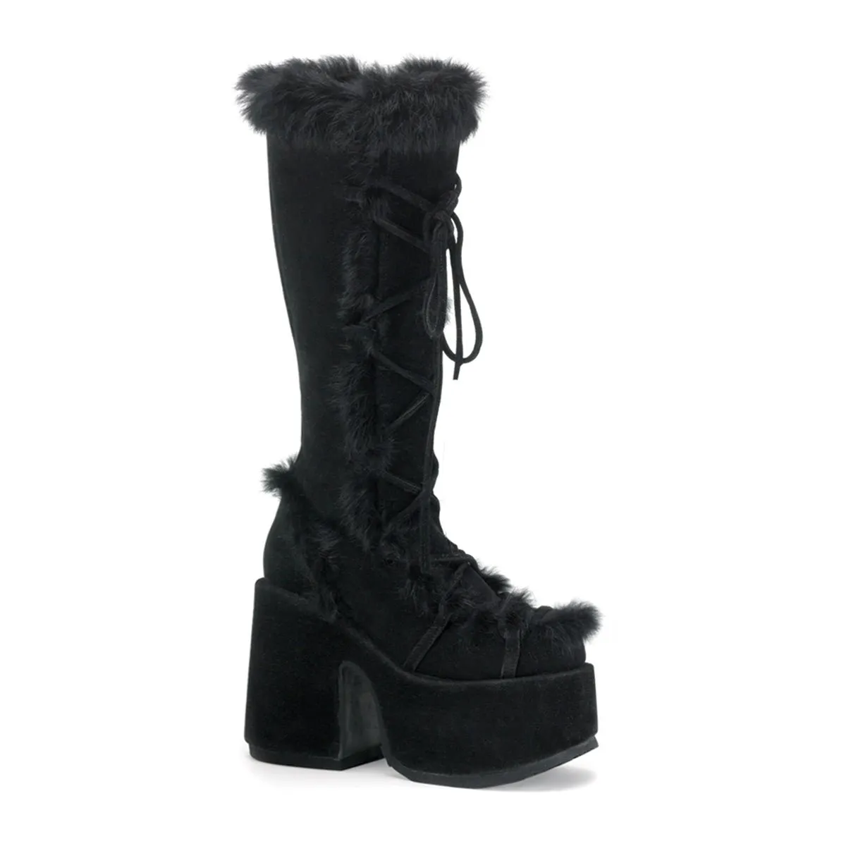 DemoniaCult Camel 311 Womens 5" Heel, Platform Front Lace Knee High Boots