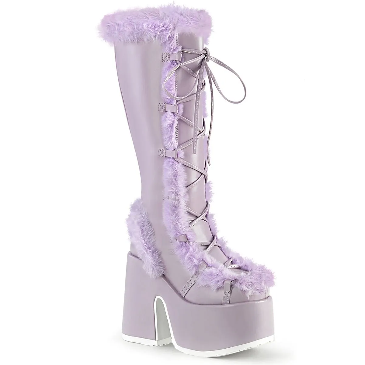 DemoniaCult Camel 311 Womens 5" Heel, Platform Front Lace Knee High Boots
