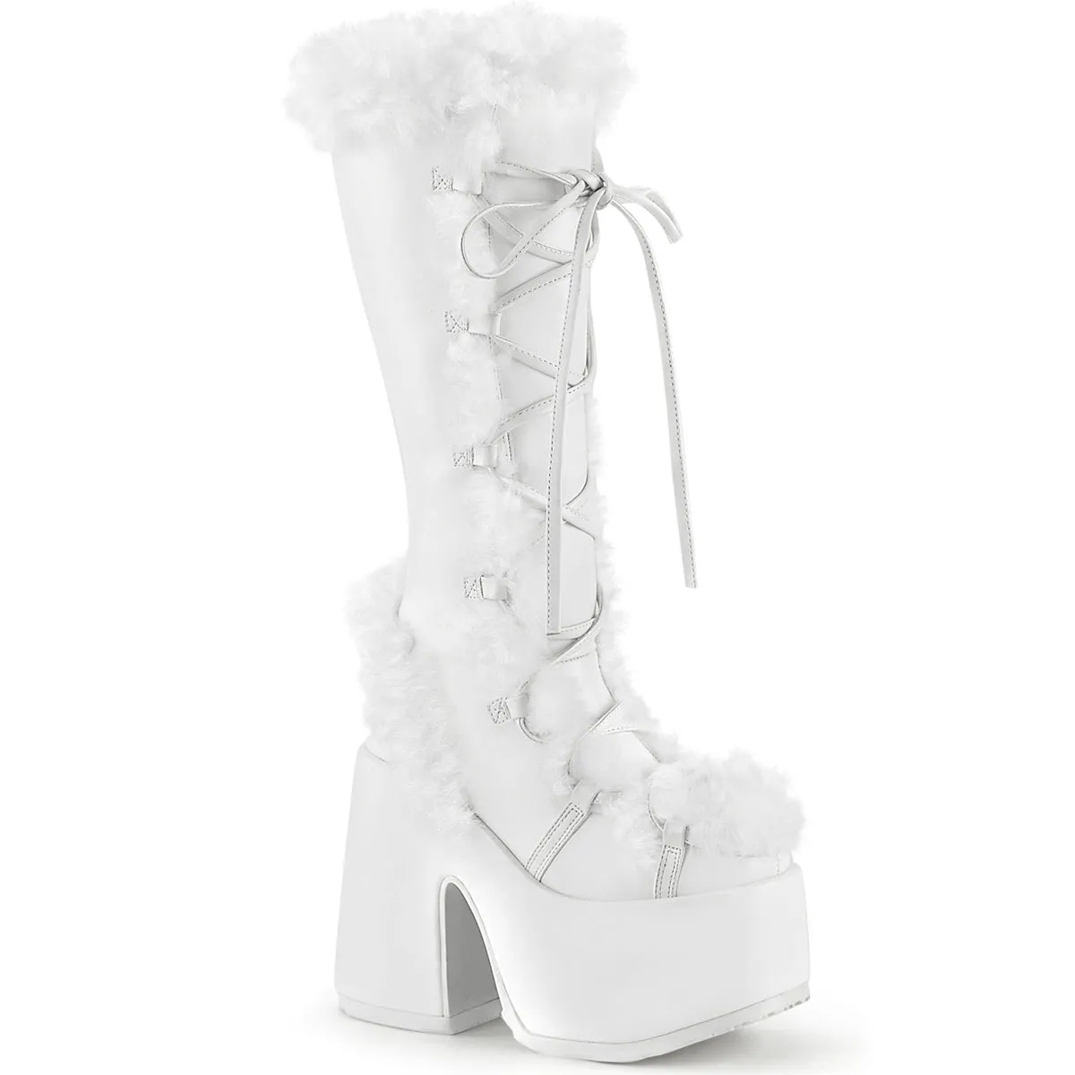 DemoniaCult Camel 311 Womens 5" Heel, Platform Front Lace Knee High Boots