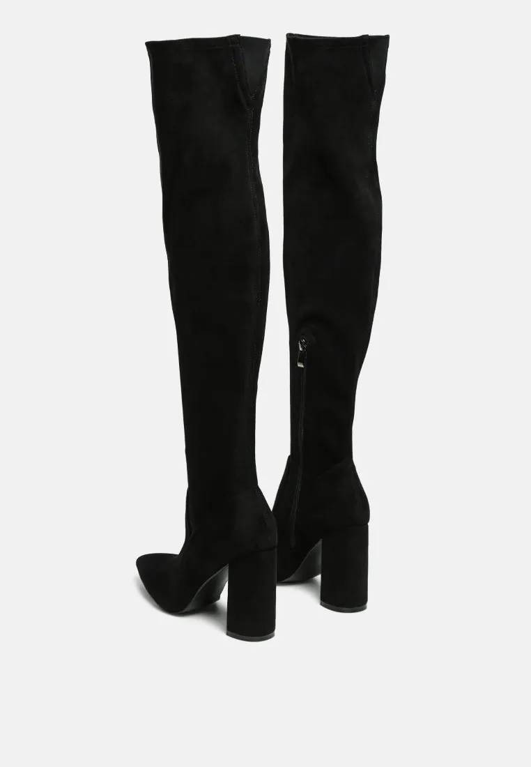flittle long block heel boots