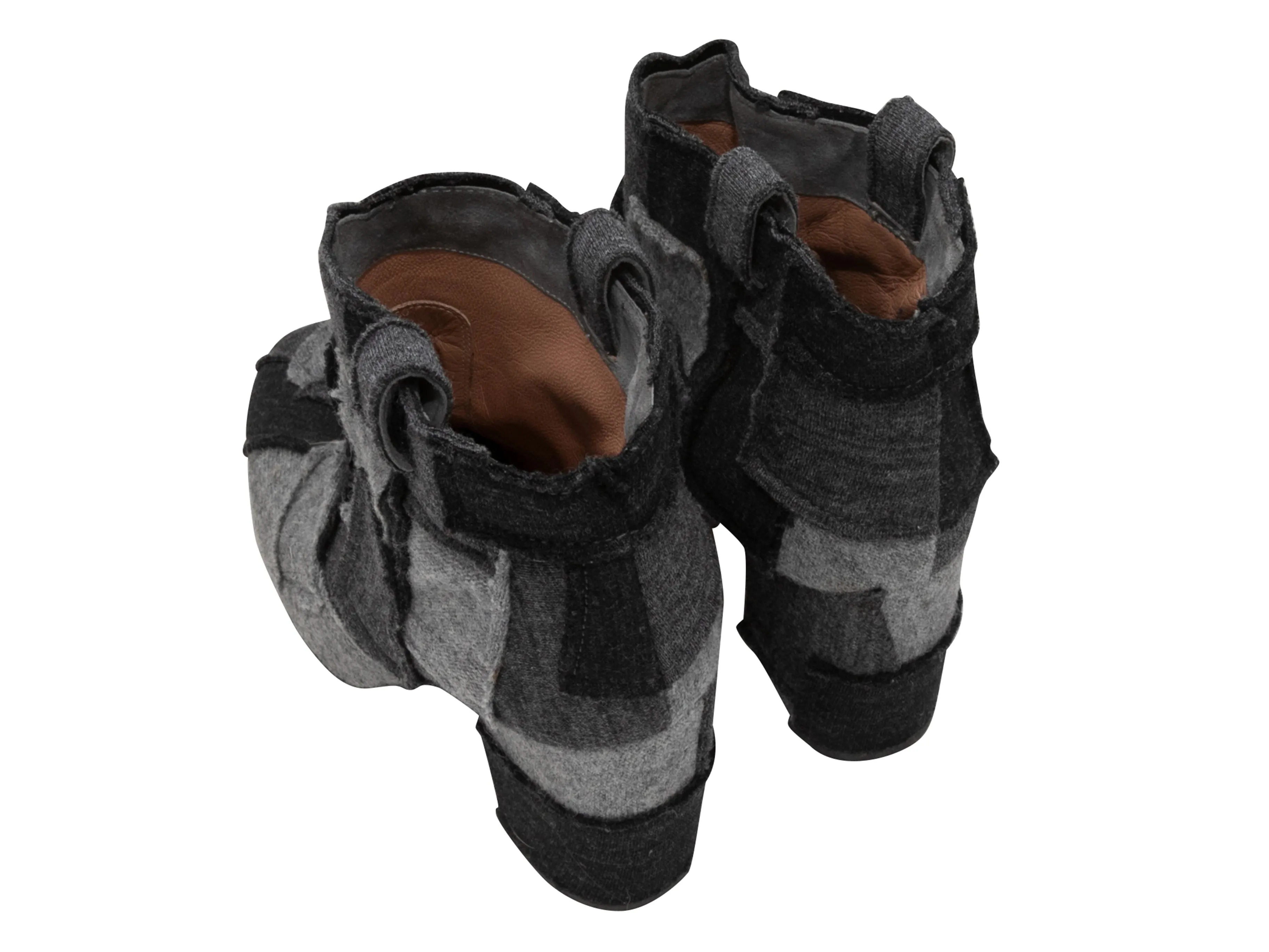 Grey & Black Lauren Dacade Patchwork Ankle Boots Size 38