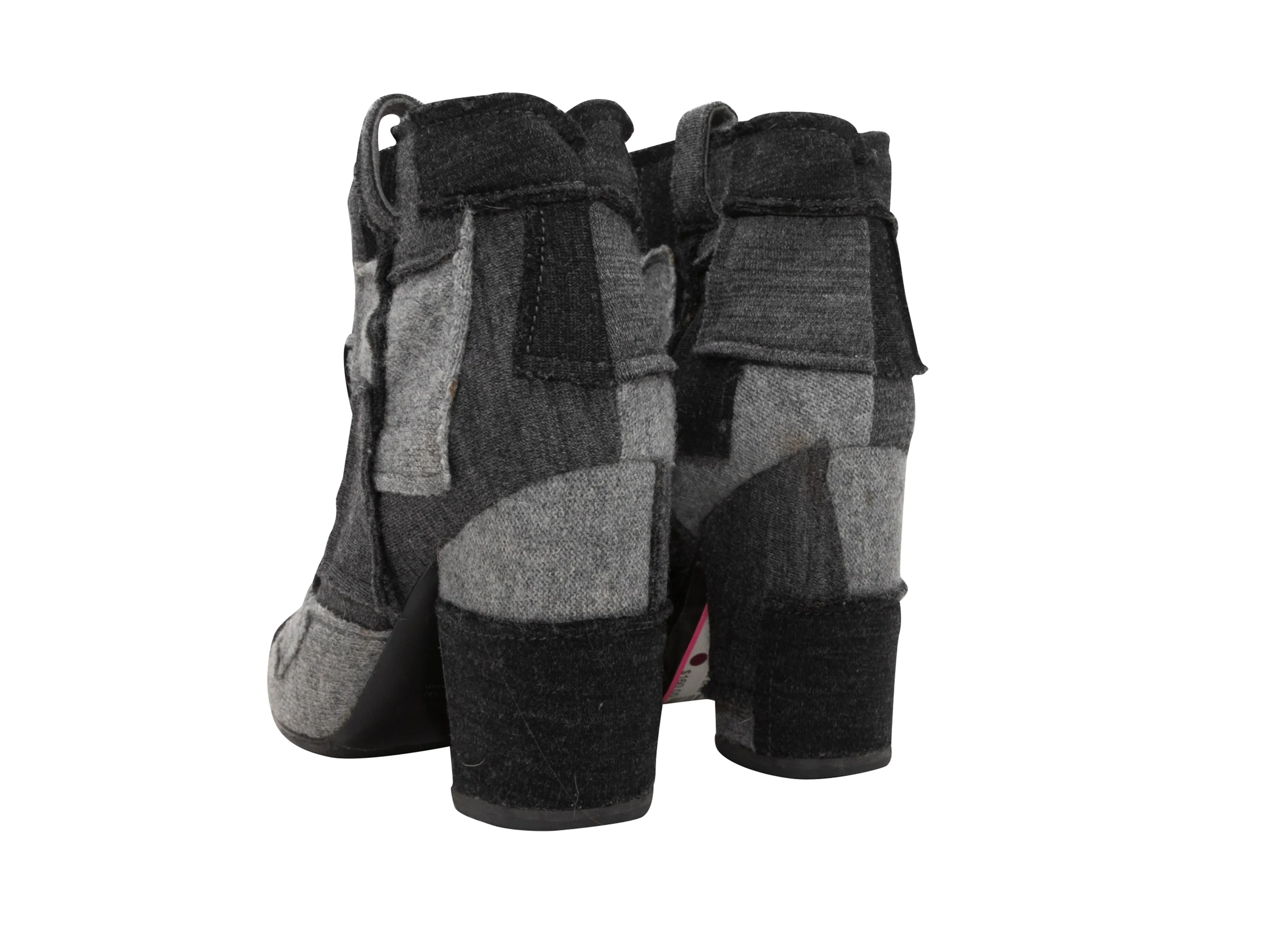 Grey & Black Lauren Dacade Patchwork Ankle Boots Size 38