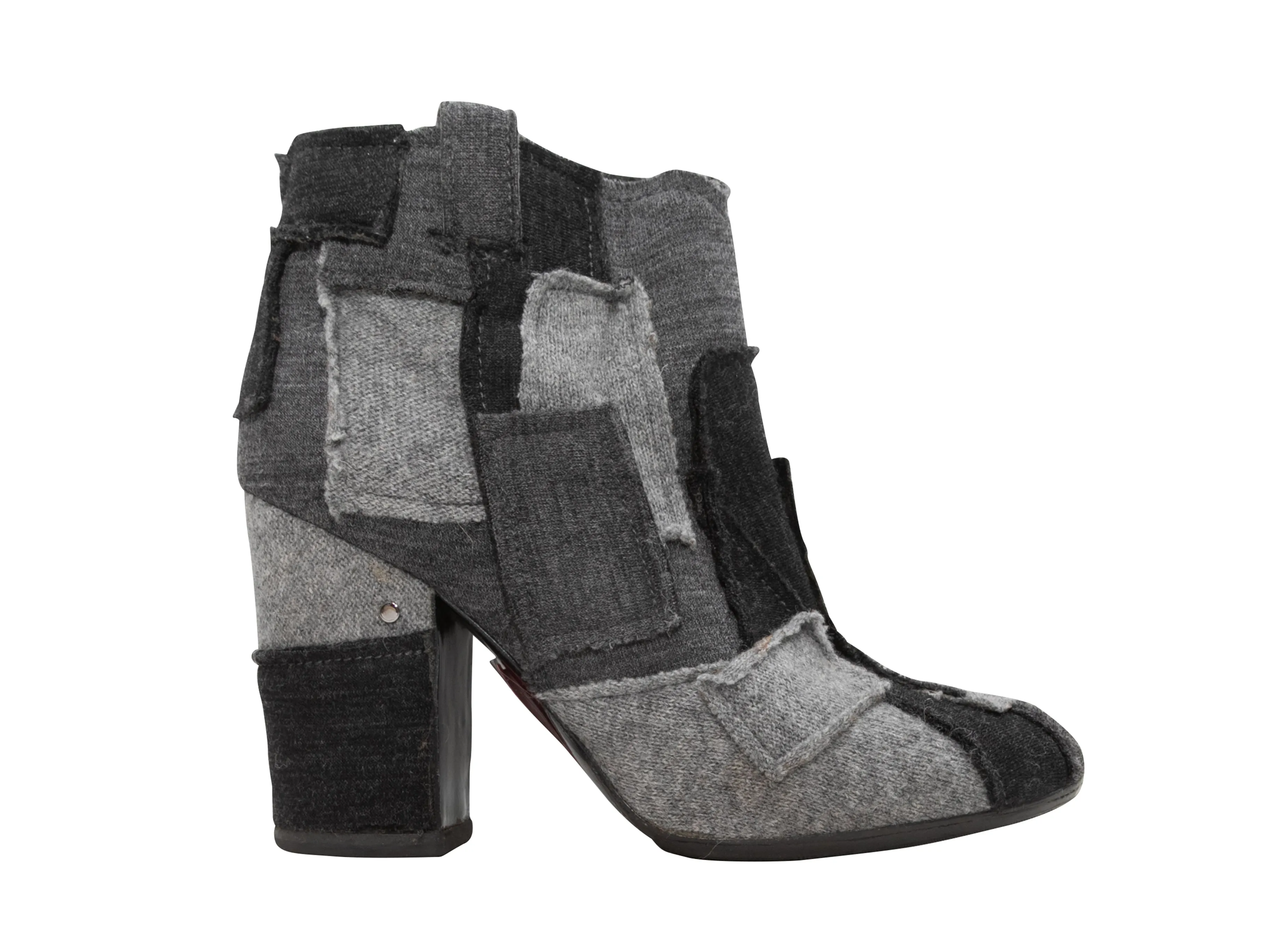 Grey & Black Lauren Dacade Patchwork Ankle Boots Size 38