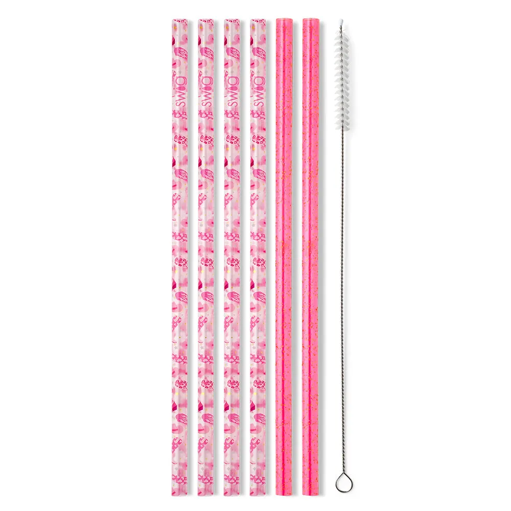 Let's Go Girls   Pink Glitter Reusable Straw Set