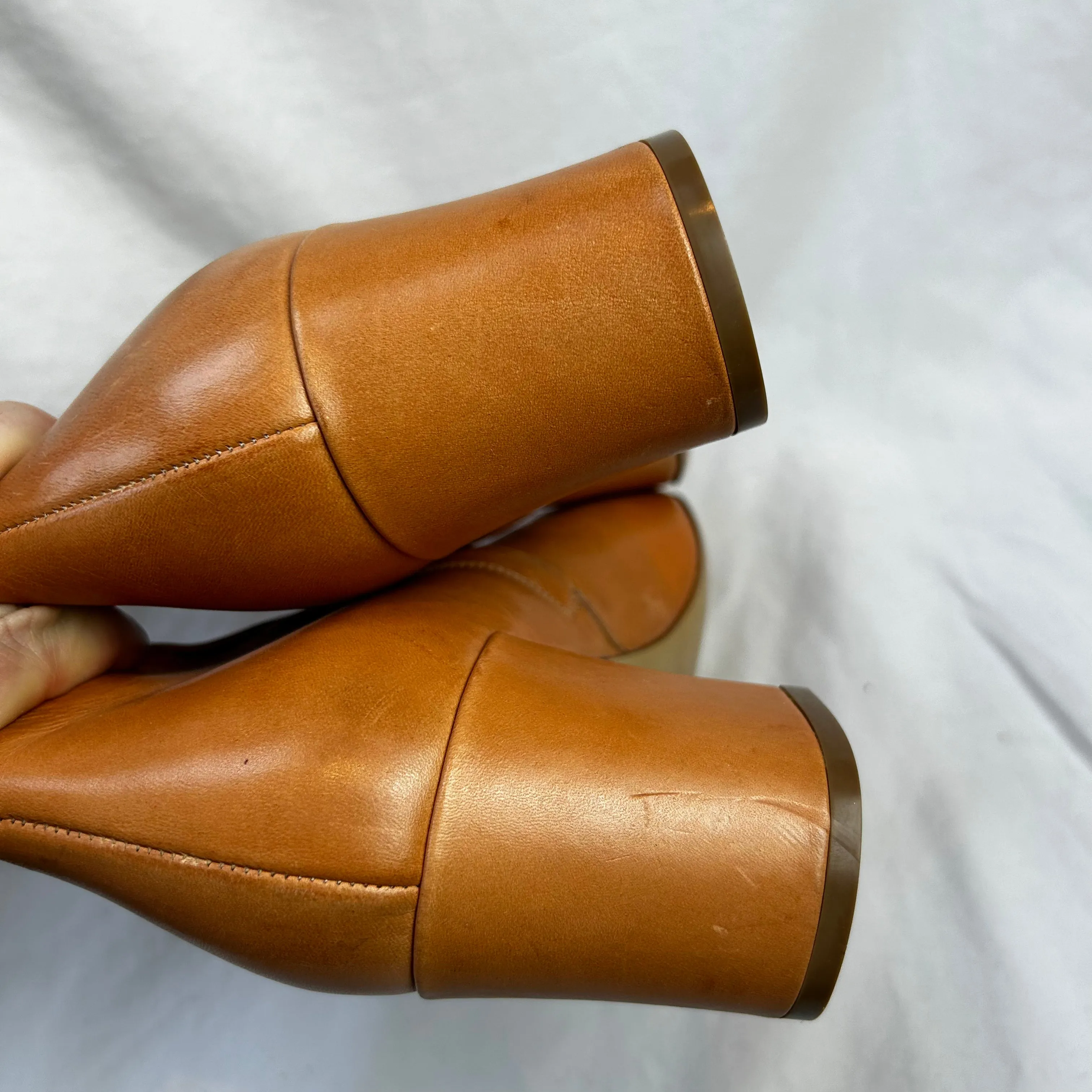 Mansur Gavriel Brand New 500 Camel Leather Ankle Boots 37.5