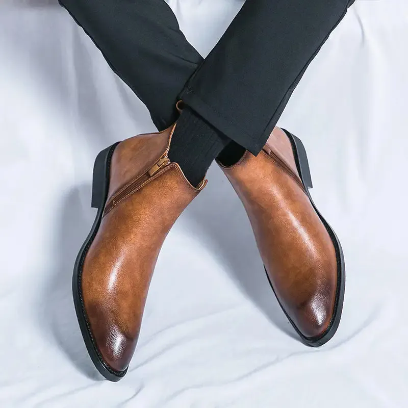 Men's Classic Lace Up Chelsea Boots with Zipper | For Everyday Wear