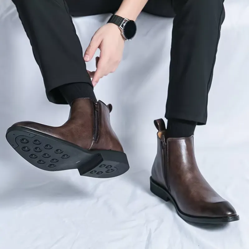 Men's Classic Lace Up Chelsea Boots with Zipper | For Everyday Wear