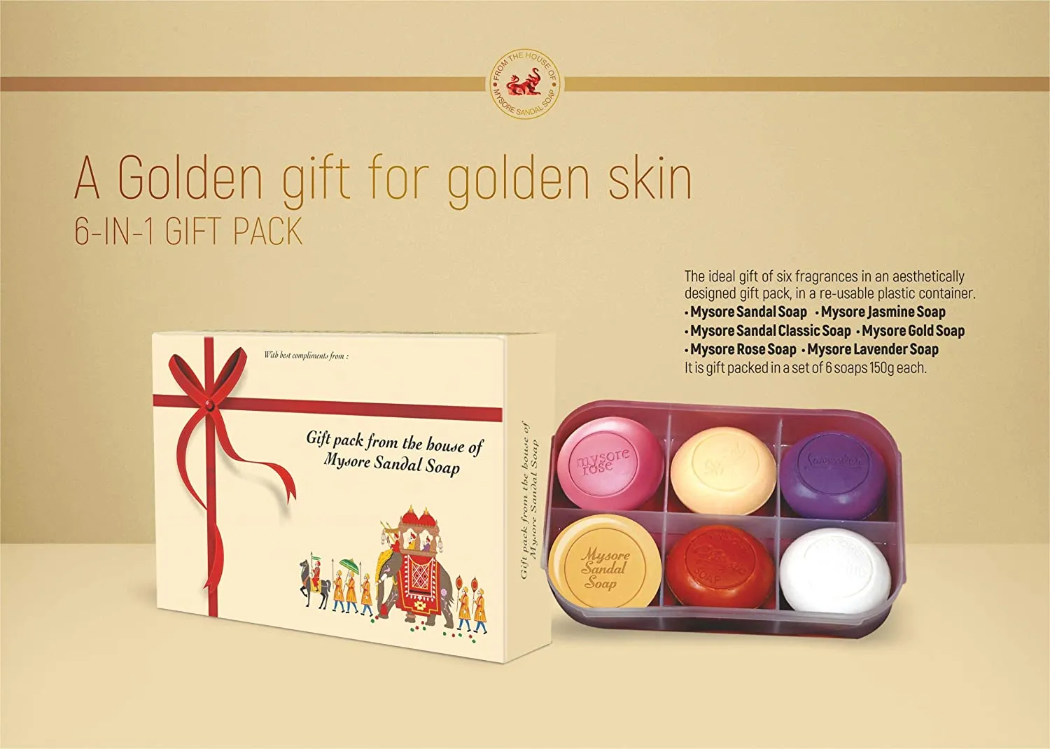 Mysore Sandal Soap Gift Pack, 150g - Pack of 6
