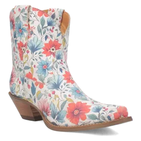 Pixie Rose Floral Print Leather Bootie (DS)