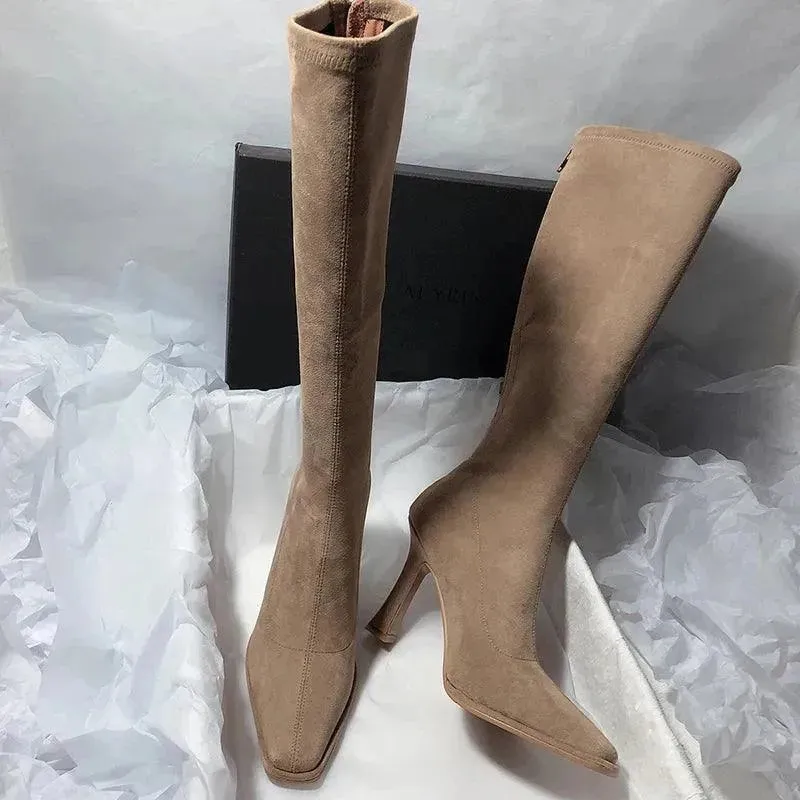 Pointy Thin High Heeled Knee High Women Boots