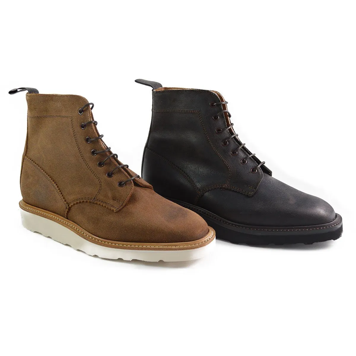 Curtis Derby Boot by Sanders in Snuff Waxy Finish - High Quality and Durable