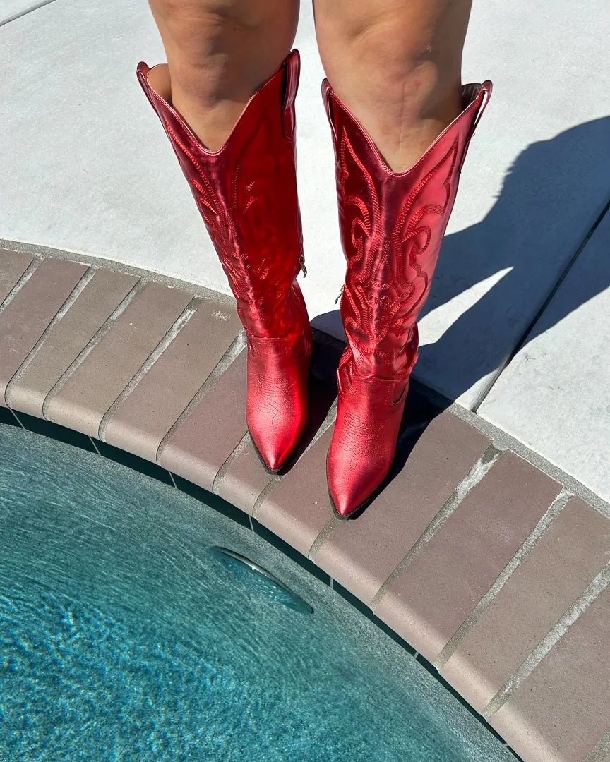 Shiny Red Cowgirl Boots