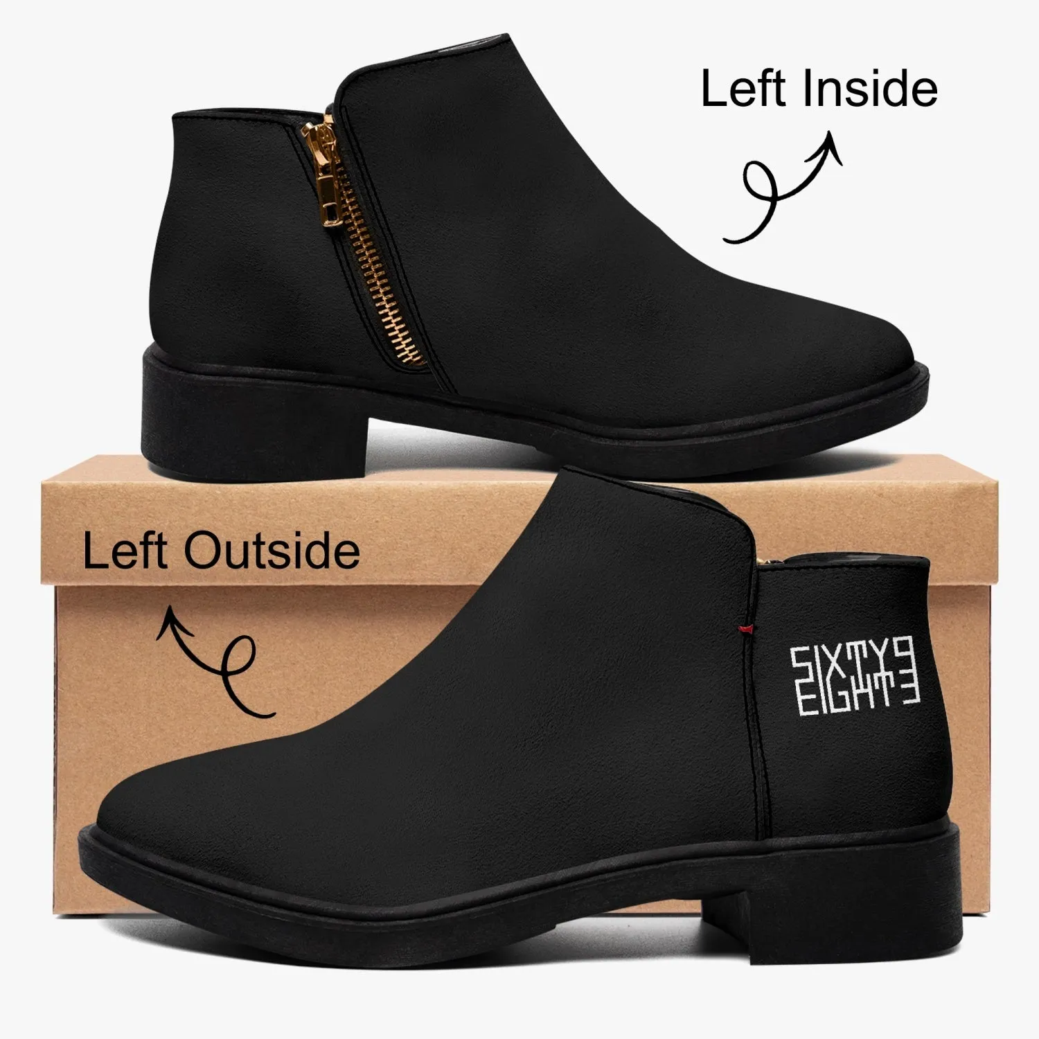 Sixty Eight 93 Logo White Black Suede Zipper Boots