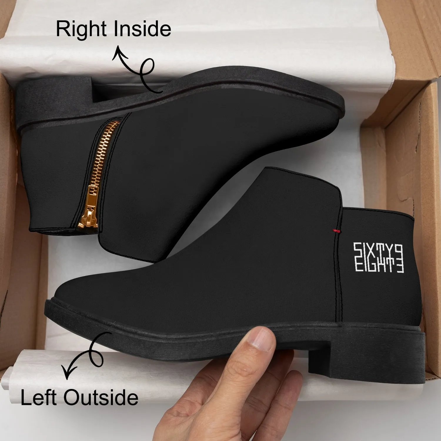 Sixty Eight 93 Logo White Black Suede Zipper Boots
