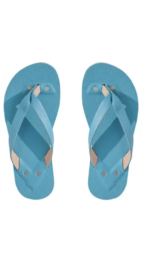 T. Blue Leather Flip Flops