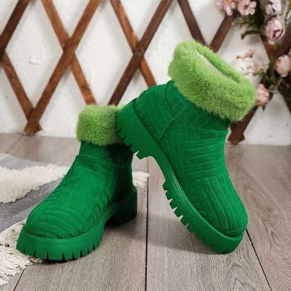 Women's Casual Fur Collar Thick Soled Martin Boots 04283338S