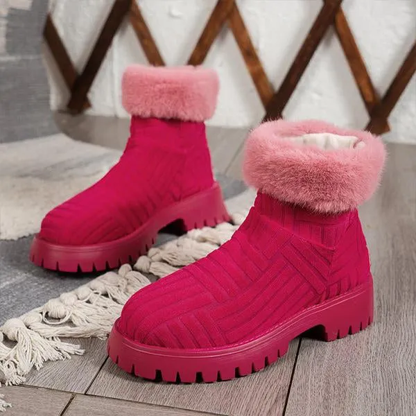 Women's Casual Fur Collar Thick Soled Martin Boots 04283338S