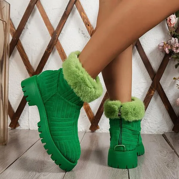 Women's Casual Fur Collar Thick Soled Martin Boots 04283338S