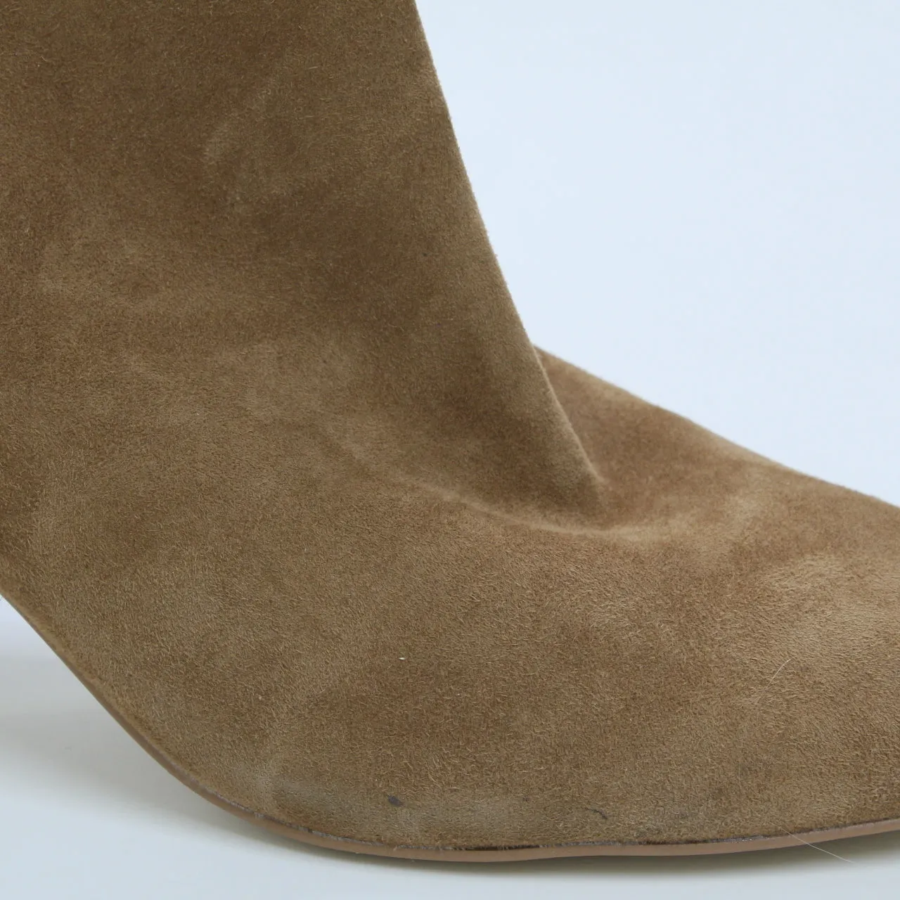 Womens Office Anisha Mid Metallic Block Boots Tan Suede Uk Size 7