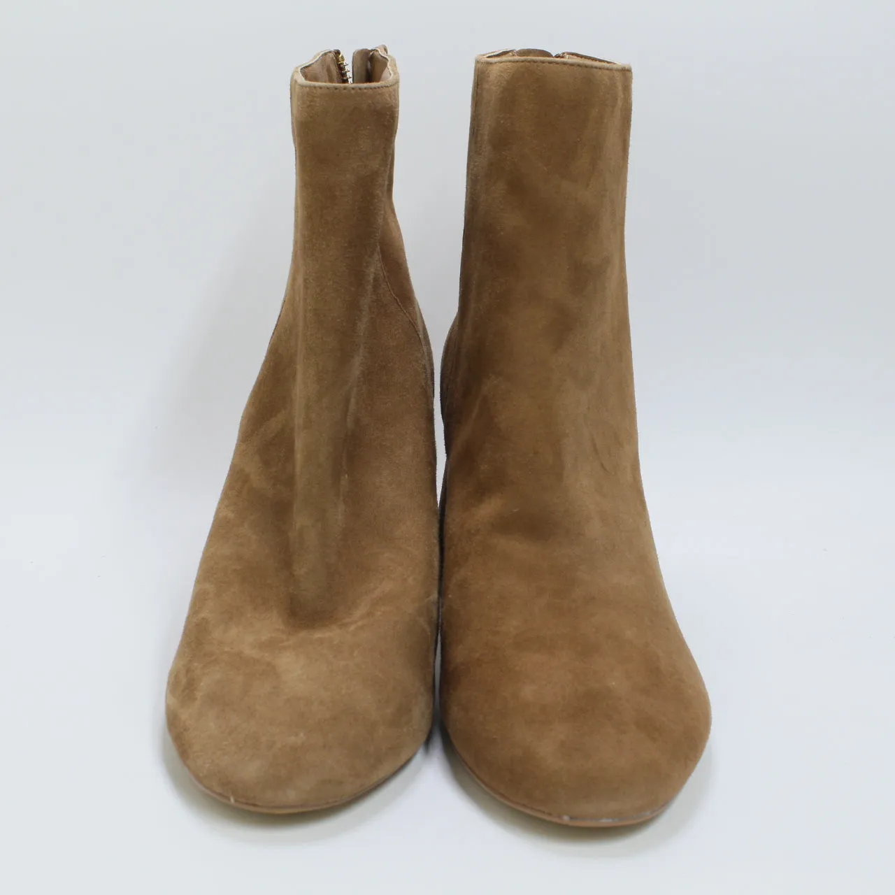 Womens Office Anisha Mid Metallic Block Boots Tan Suede Uk Size 7