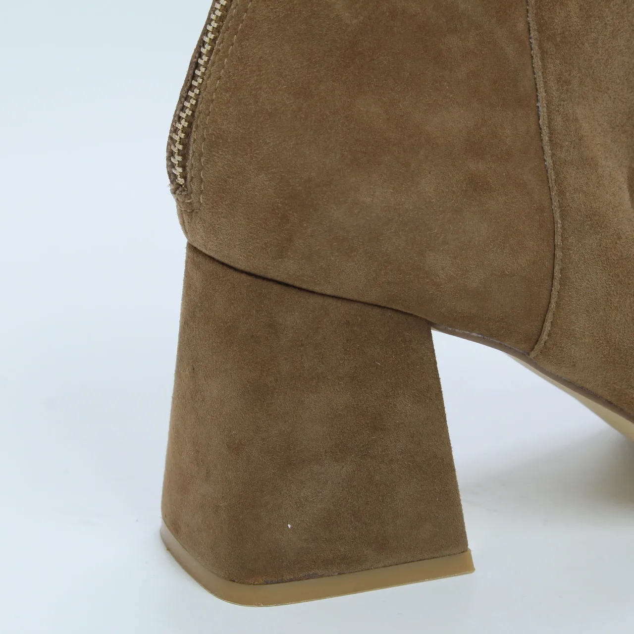 Womens Office Anisha Mid Metallic Block Boots Tan Suede Uk Size 7